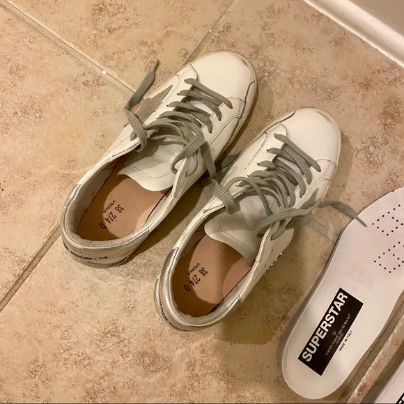 GOLDEN GOOSE SUPERSTAR SNEAKERS WHITE SILVER 38 - Picture 9 of 15